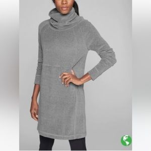 Athleta Gray Velour Cowl Neck Dress Sz M